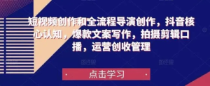 短視頻創(chuàng)作和全流程導演創(chuàng)作，抖音核心認知，爆款文案寫作拍攝剪輯口播插圖