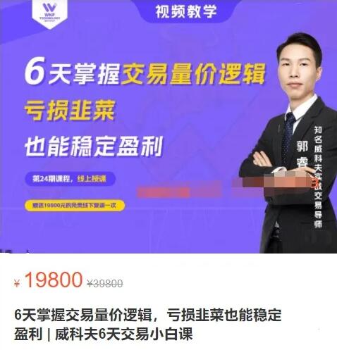 【郭?！吭瓋r(jià)19800元的《6天掌握交易量價(jià)邏輯，虧損韭菜也能穩(wěn)定盈利》插圖